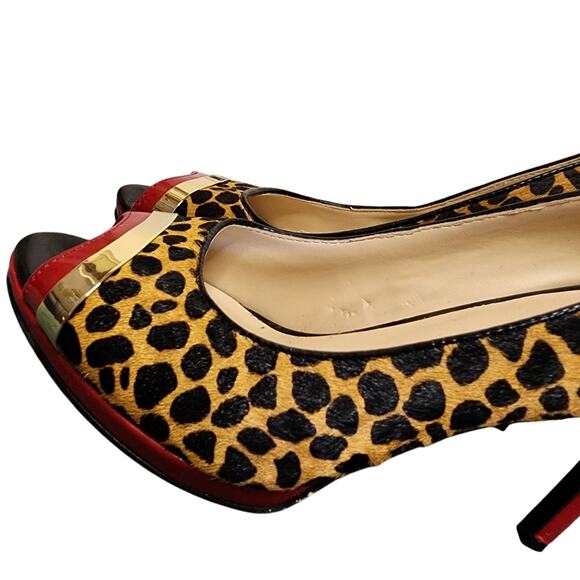 Nine West Women Shoes, "Glamrgirlo" Cow Fur Leather Peep Toe Heel Pumps, Sz 7.5M - Picture 8 of 10